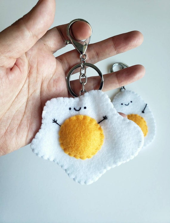 Fried Egg or Hardboiled Egg Bag Charm Keychain | Kawaii Backpack