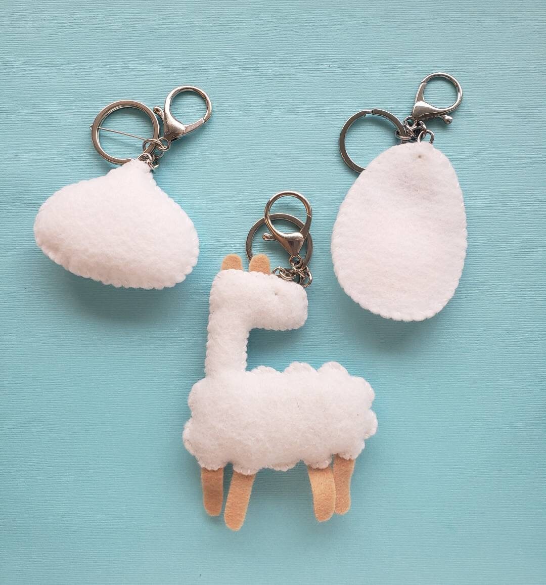 Cute Keychain, Handmade Purse Charm, Felt Llama, Dumpling