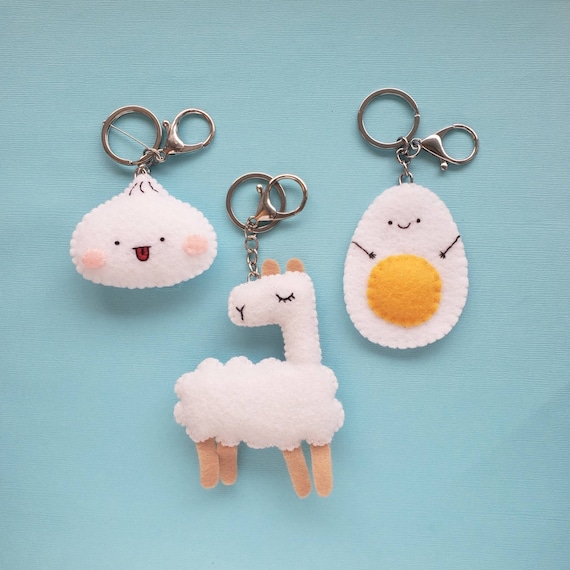 Cute Keychain, Handmade Purse Charm, Felt Llama, Dumpling Cute Keychain, Handmade Purse Charm, Felt Llama, Dumpling