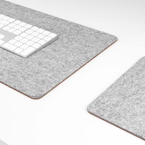 Tapis de bureau en feutre et liège, tapis de bureau en laine et liège, sous-tapis de bureau en laine antimicrobienne, couche antidérapante en liège, tapis pour ordinateur portable en laine mérinos, fabriqué au Canada