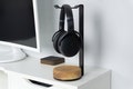 Headphone Stand Wood and Steel - Wood Headphone Stand - Headset Stand - Metal Headphone Holder - Made in Canada - Home Office Gift