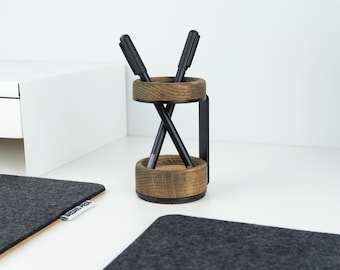 Minimal Pen Stand, Pen Stand Wood, Wood Pen Cup, Pencil Organizer, Home Office Gift - Modern Pen Stand - Made in Canada - Single Pen Holder