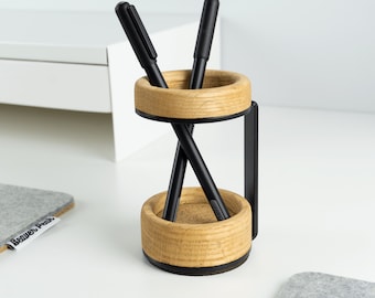 Wood Pen Holder, Pen Organizer, Pencil Holder, Minimal Pen Holder, Wood Pen Stand, Home Office Gift - Made in Canada - Valentine Gift