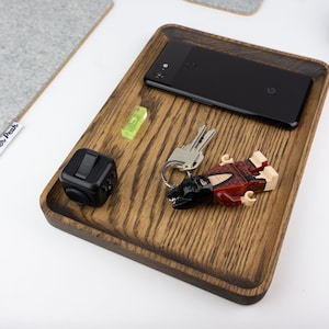 Oak Coffee Table Tray: Anti-Slip Wooden Ottoman Tray, Made in Canada