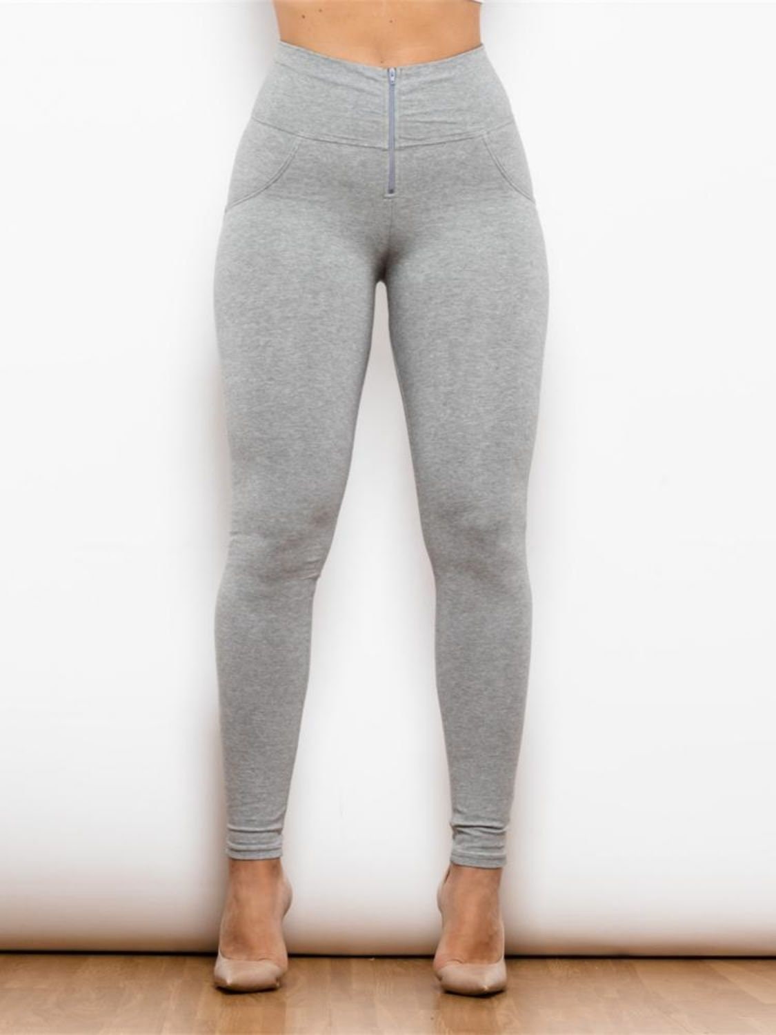 Full Size Zip Detail High Waist Leggings Etsy