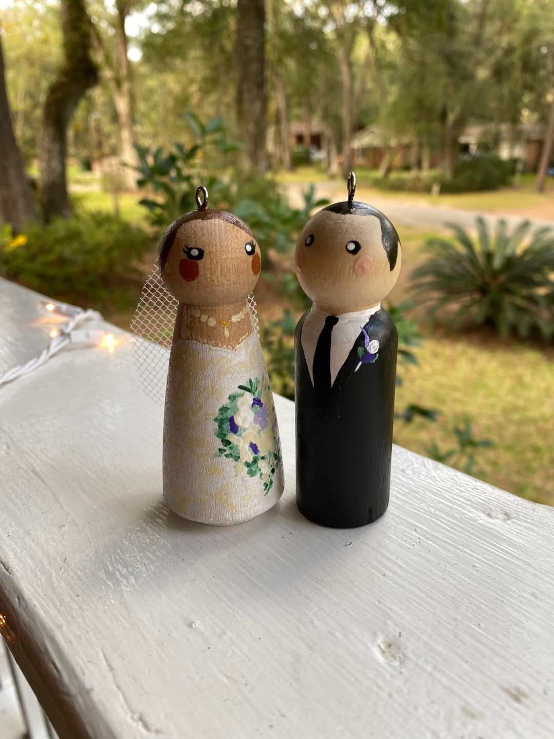 Custom Wedding Couple Peg Dolls Cake Topper Ornaments - Etsy