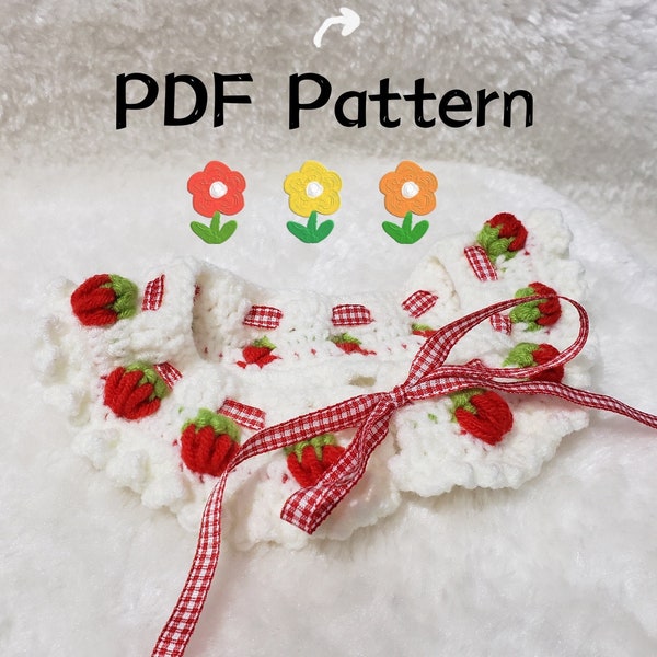 Baby collar crochet pattern design - digital - strawberries - floral - fruits - cute - Easy - Props - pet