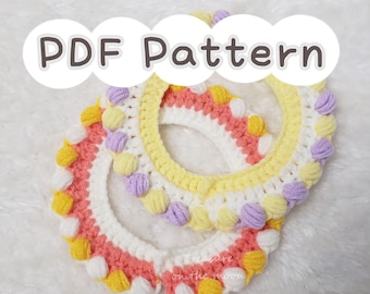 Baby collar crochet pattern design - digital - strawberries - floral - fruits - cute - cream cake - pet - Easy - cat - dog