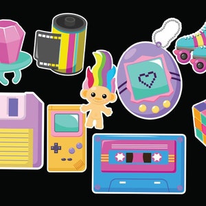 Retro 90s Themed Stickers| 90s Party Stickers Stickers for Waterbottle| Laptop Stickers| Stickers for iPad