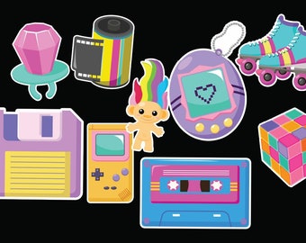 Retro 90s Themed Stickers| 90s Party Stickers Stickers for Waterbottle| Laptop Stickers| Stickers for iPad