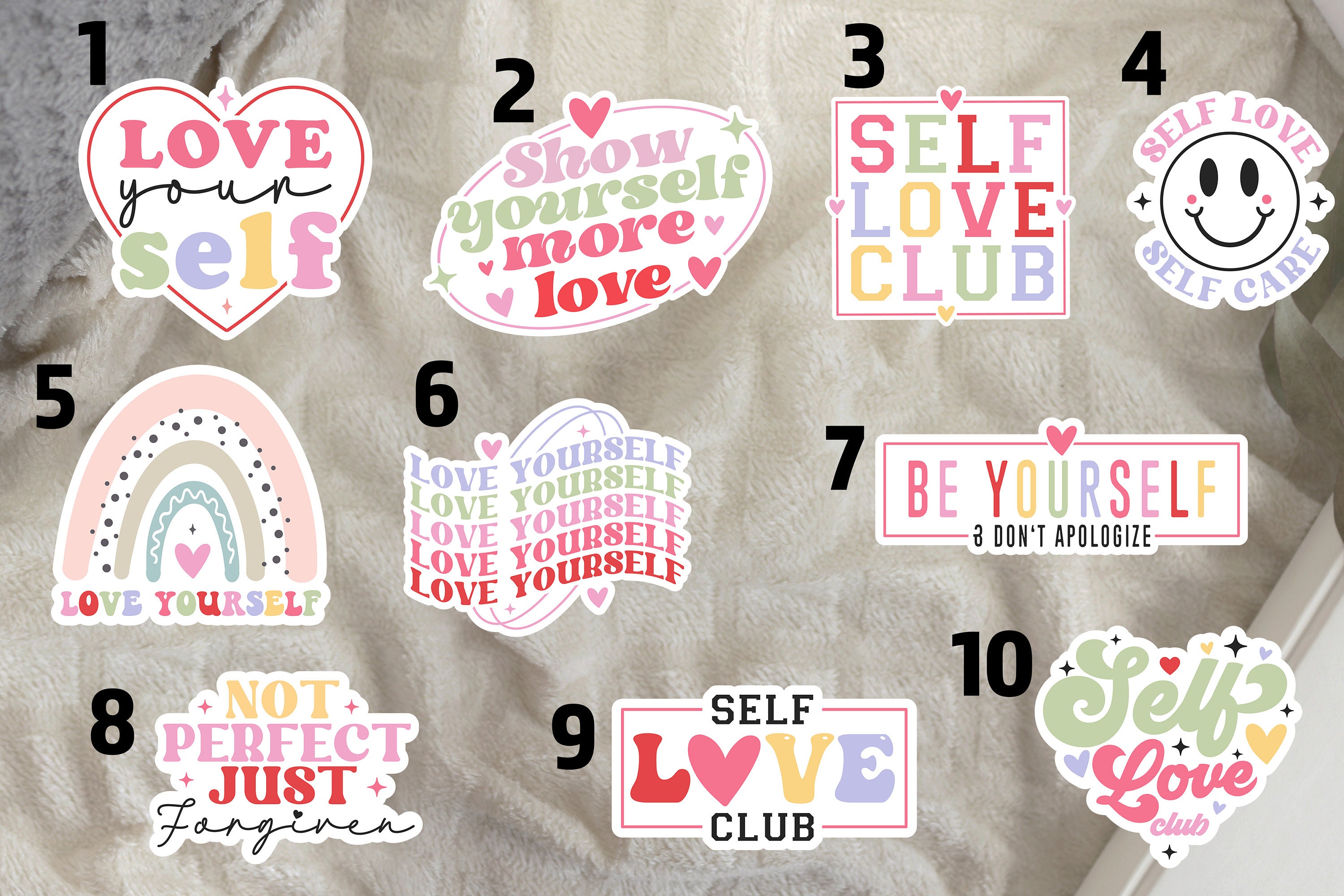 Self Love Vinyl Sticker Set: Positive Affirmations, Waterproof Stickers ...