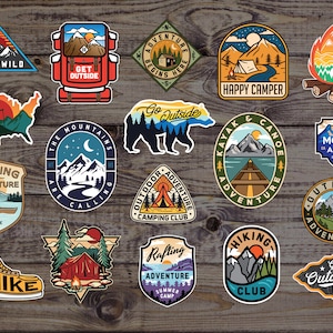 Outdoorsy Hiking Camping Mountain Vinyl Stickers, Gifts for him, Stickers for computer, Hiking Stickers for Car Bumper, Trendy Adventure