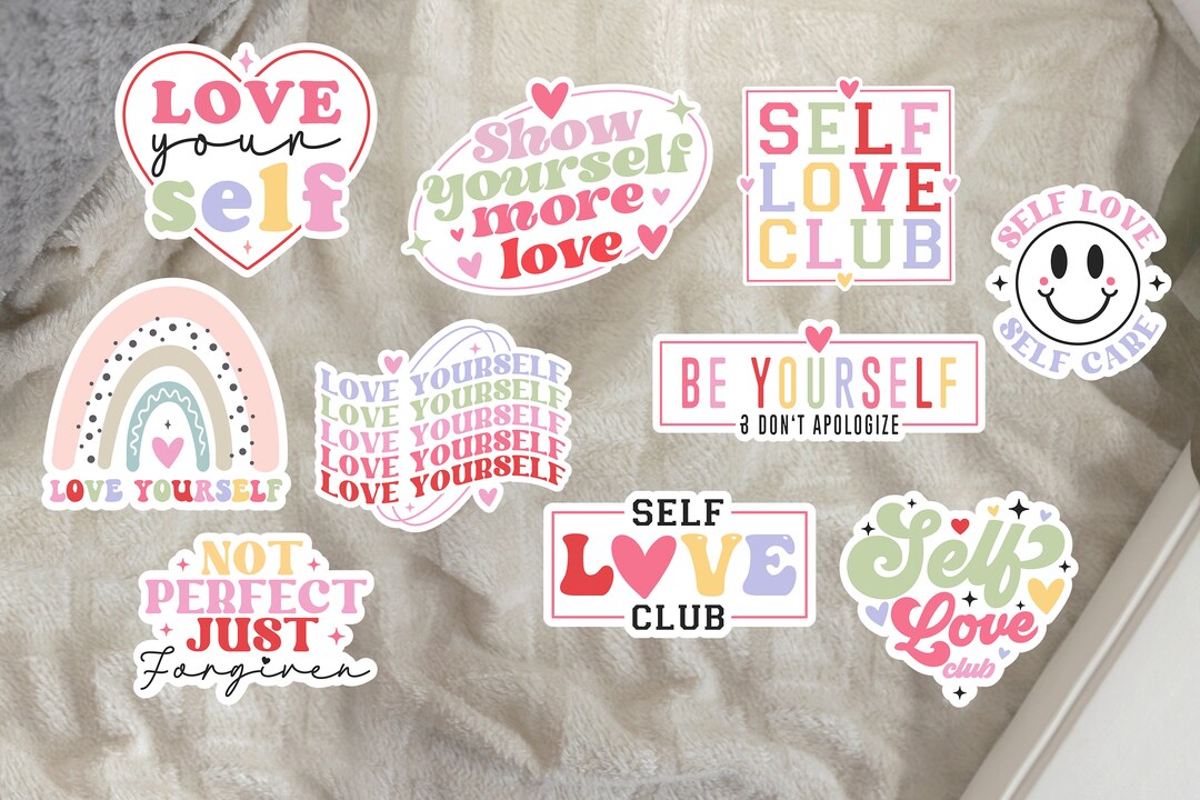 Self Love Vinyl Sticker Set: Positive Affirmations, Waterproof Stickers ...
