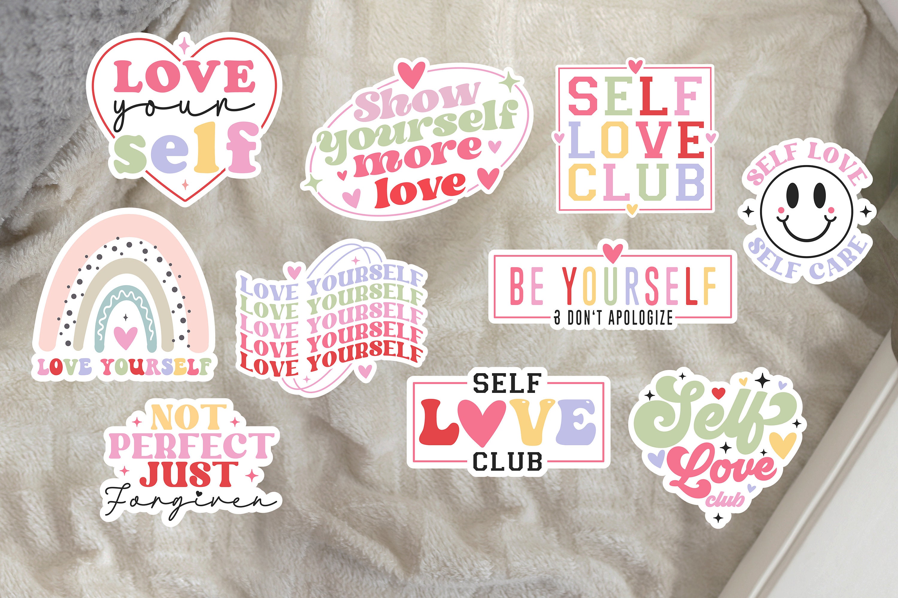 Self Love Vinyl Sticker Set: Positive Affirmations, Waterproof Stickers ...