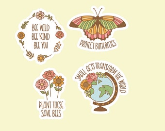 Earthy Stickers, Floral Stickers, Water Bottle Stickers, Journal Stickers