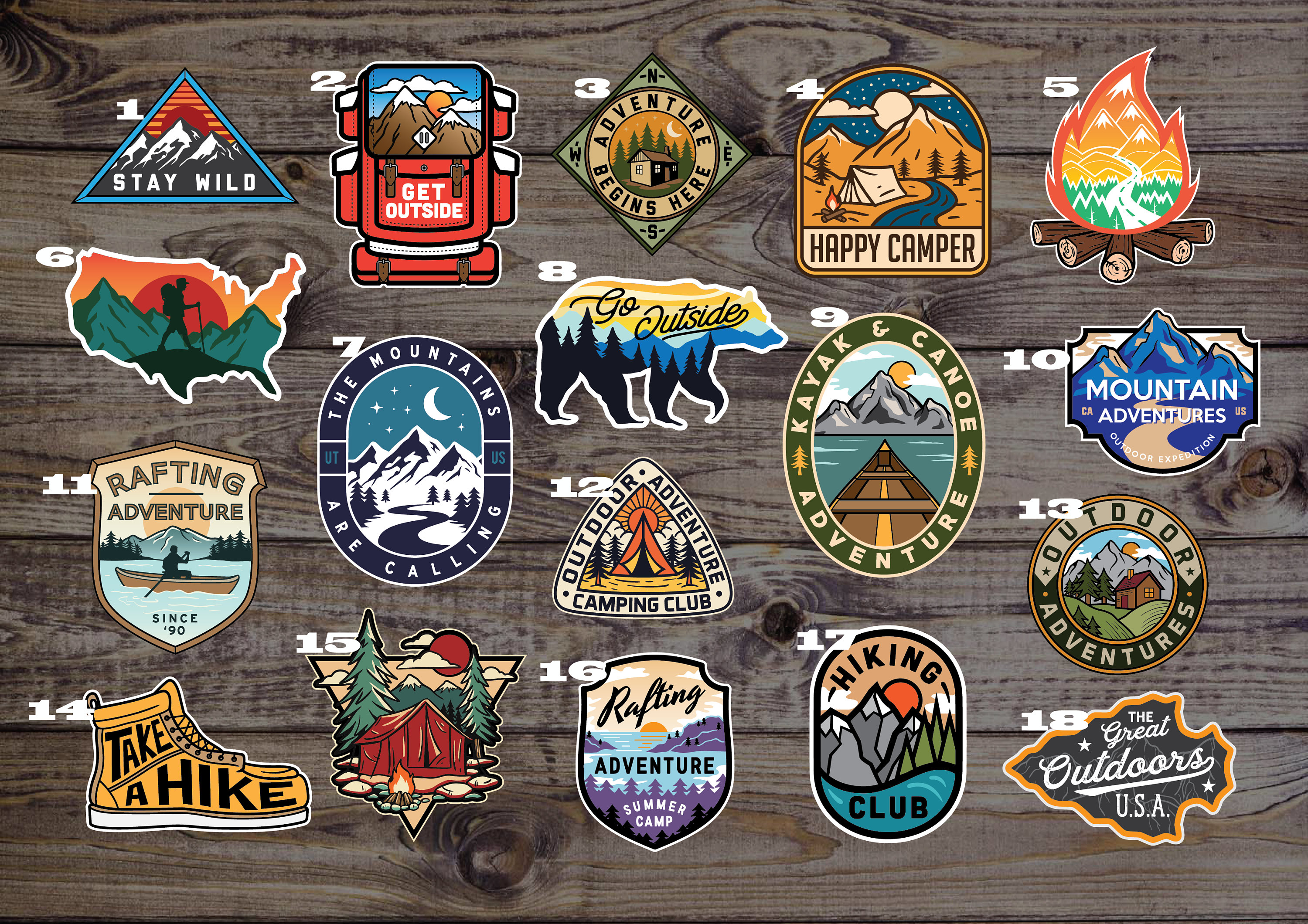 Outdoor Sticker Pack Outdoorsy Sticker Camping Sticker Etsy