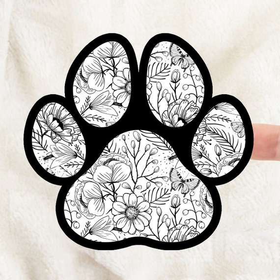 Floral Dog Print Sticker Vinyl Sticker Dog Lover Sticker - Etsy