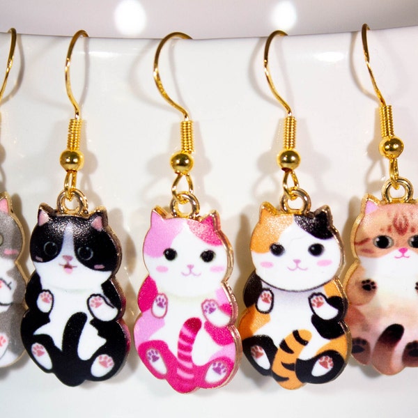 Cute Kitty Cat Charm Earrings, Hypo Allergenic Earrings, Cat Mom Jewelry, Cute Earrings for Cat Owner, Gift for Cat Lover