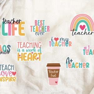 Teacher Sticker Bundle, Christmas Gift for Teachers  Teacher Stickers, Laptop Stickers, Water Bottle Stickers, Teacher Appreciation Gift