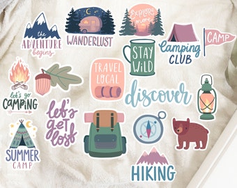 Camping Sticker, Outdoorsy Sticker, Hiking Stickers, Bullet Journal Stickers, Laptop Sticker