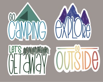 Outdoorsy Stickers, Camping Stickers, Hiking Stickers, Stickers for Hydroflask, Laptop Stickers