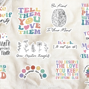 Mental Health Stickers Pack, Water Bottle Stickers, Laptop Stickers, Bullet Journal