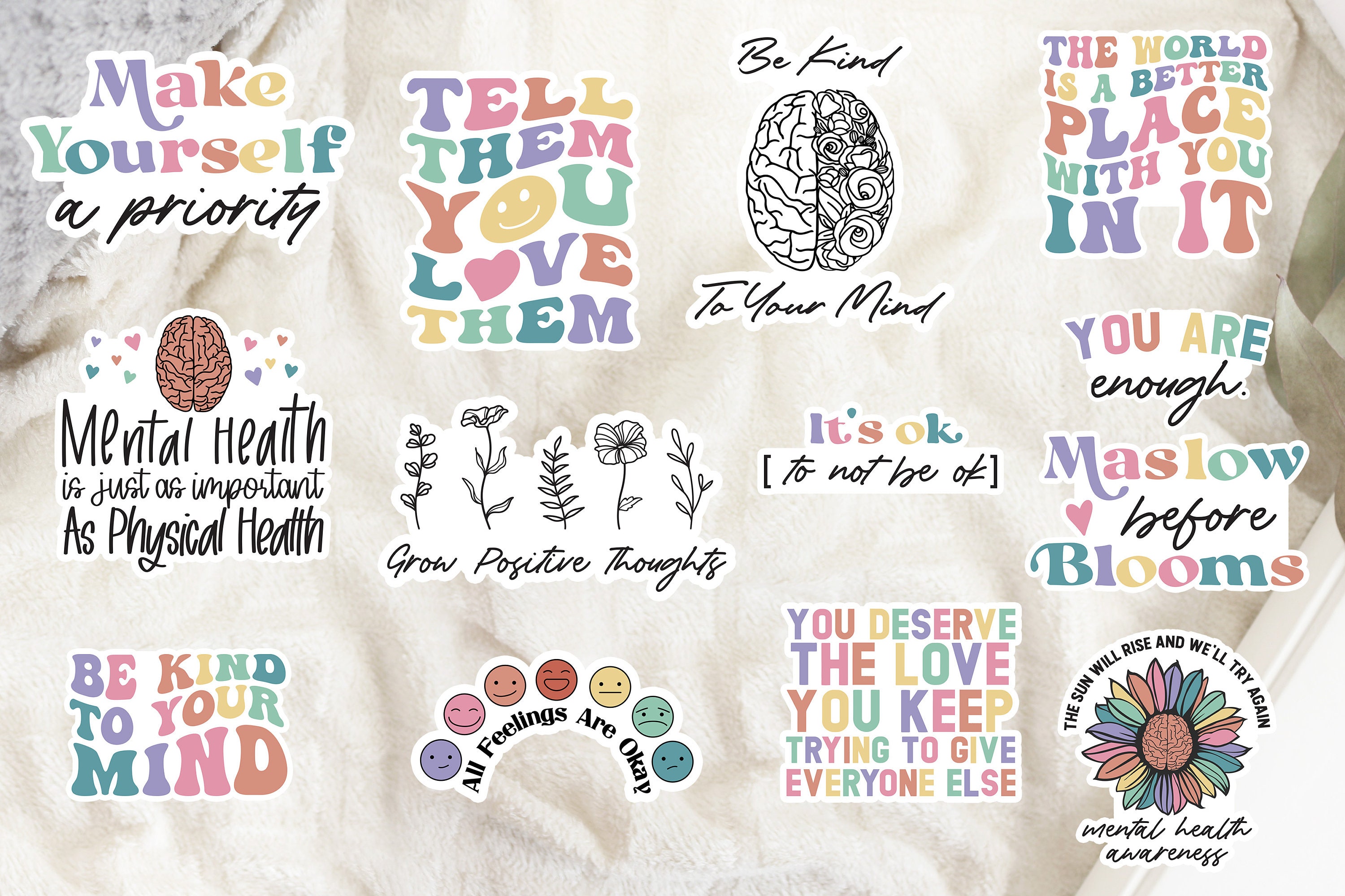 Mental Health Stickers Pack, Water Bottle Stickers, Laptop Stickers ...