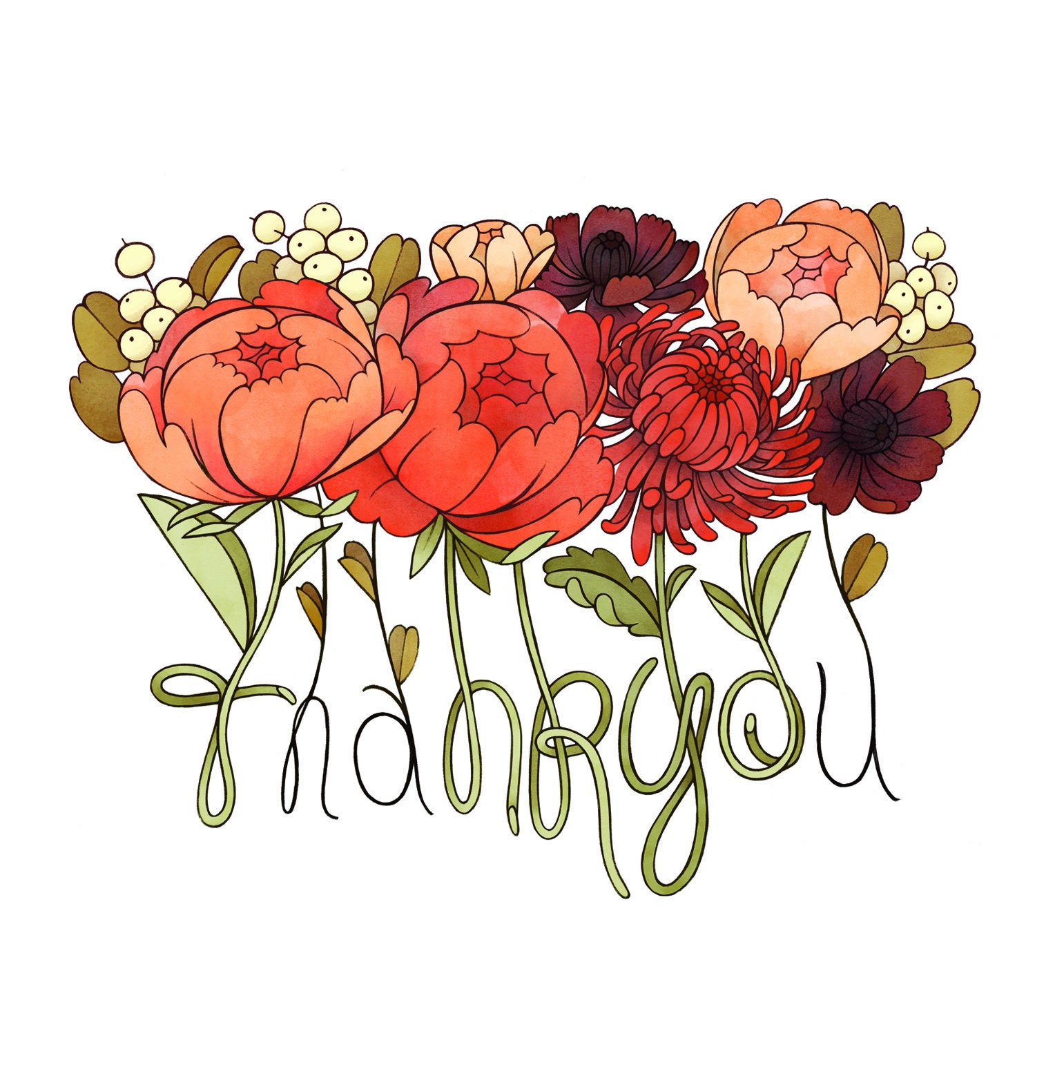 Blume Dankeschön Karten 5 Pack | Etsy