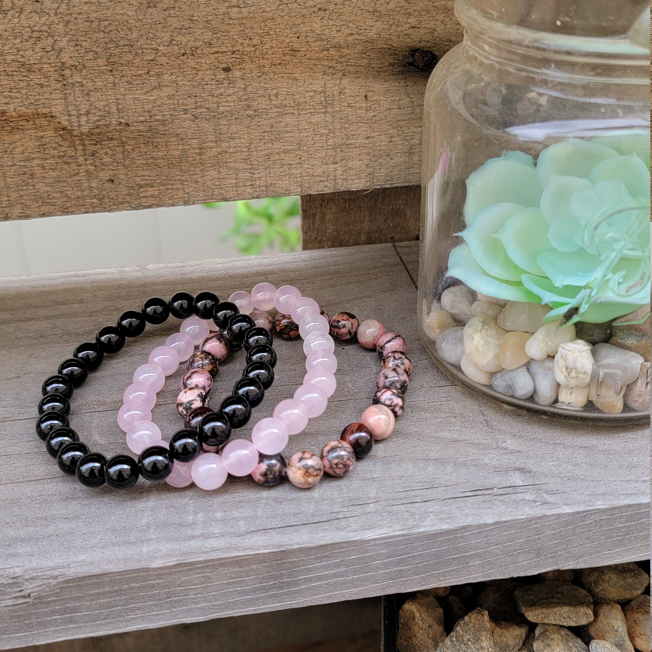 Calming Anxiety|healing Crystal Bracelet - Black Tourmaline, Hematite, Rose  Quartz For Anxiety & Protection