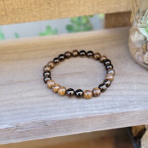 Protection Grounding Bracelet, Smokey Quartz Bronzite Bracelet, Balance-Clarity Bracelet, Anxiety-Stress Relief Bracelet, Mens Gift Bracelet