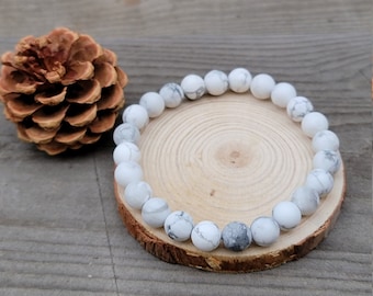 White Howlite Bracelet, White Marble Bracelet, Balance Bracelet, White Bead Bracelet, Healing Bracelet, Calming Bracelet