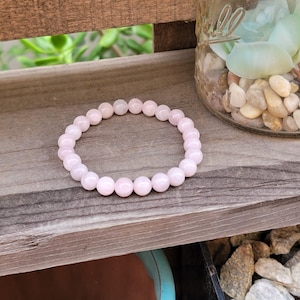 Rose Quartz Bracelet, Madagascar Rose Quartz Bracelet, Crystal Healing Stretch Bracelet, Self Love Bracelet, Genuine Gemstone Bracelet