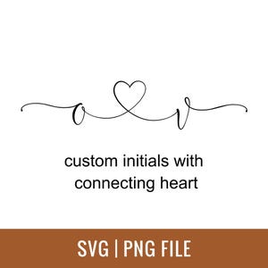 Anpassade initialer med gemener och hjärta: Kursiv tatueringsdesign (SVG, PNG)