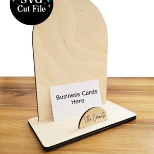 Arch Display Holzschild mit Visitenkartenhalter SVG Cut File, Ladenschild, Tabletop Display Stand