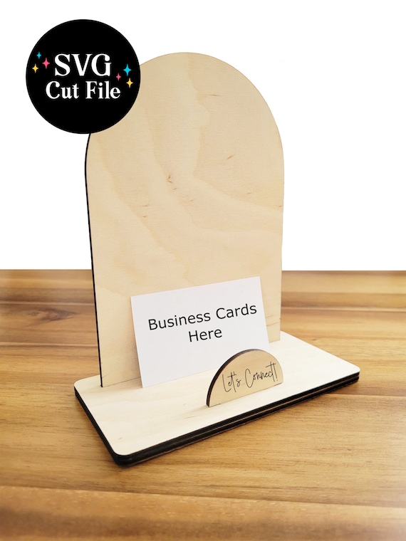 Arch Display Wood Sign with Business Card Holder SVG Cut File