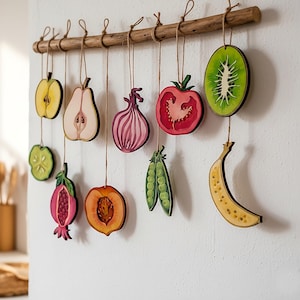 Hand Painted Wooden Fruit or Vegetable Ornament, Gift for Cook, Choose Your Design