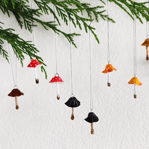 Mushrooms miniature christmas ornaments, Mushroom s set of 5 psc.