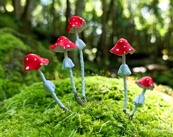 Magic Mushroom Terrarium Decor: Tiny Amanita Plant Decor for Fairy Garden Kits.