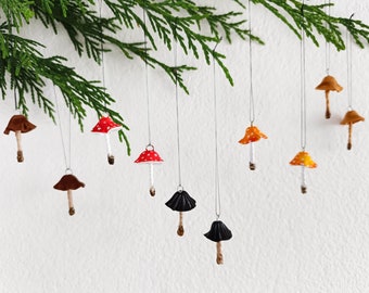 Mushrooms miniature christmas ornaments, Mushroom s set of 5 psc.