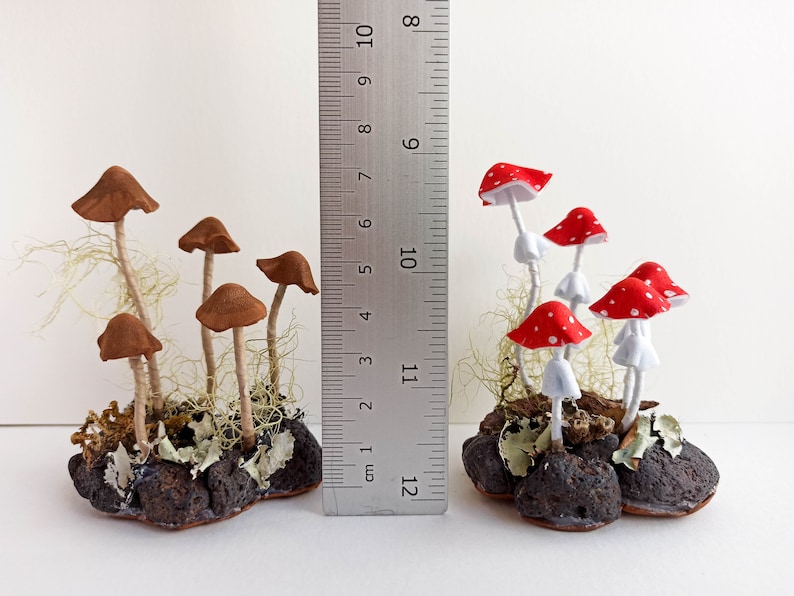 Mushroom decor Amanita, toadstools. Miniature composition of magic mushroom.