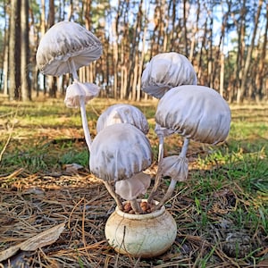 Handmade Textile Mushroom Sculpture: Forestcore Shelf Decor.
