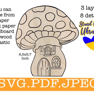 Mushroom house svg, Fairy house,  layered svg, Laser Cut Files Instant Download.