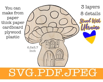 Mushroom house svg, Fairy house,  layered svg, Laser Cut Files Instant Download.