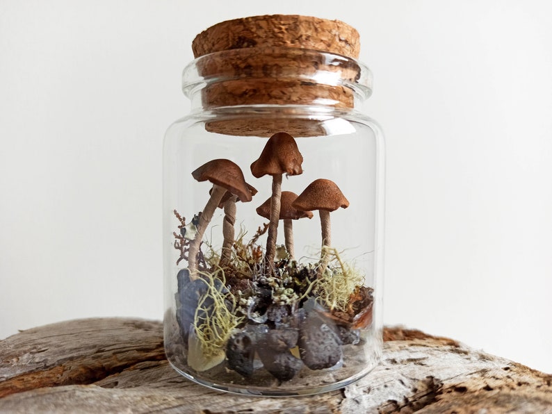 Mushroom Terrarium Jar Mushroom Ornament Christmas Fairy Etsy