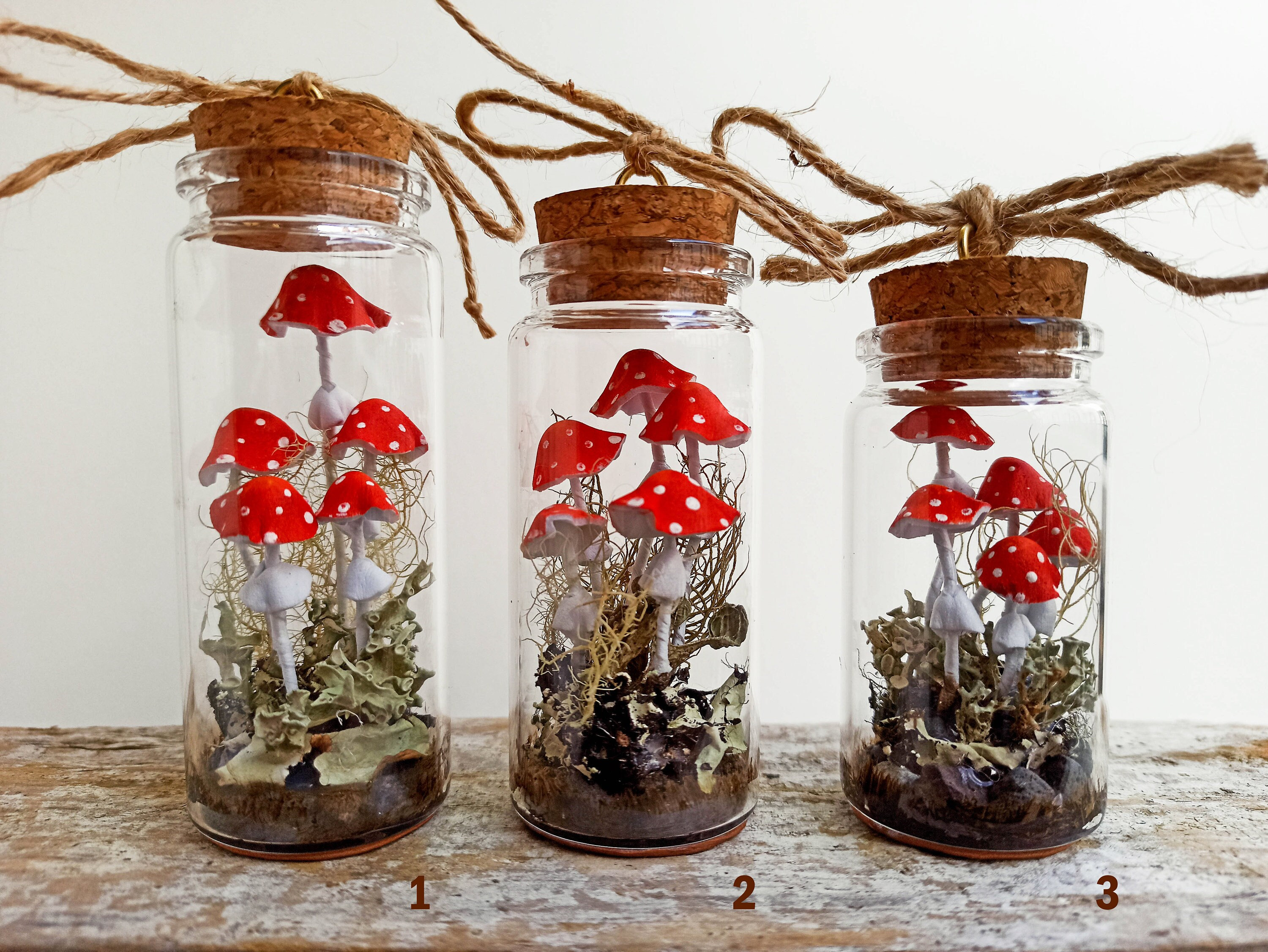 Mushroom Terrarium Jar, Mushroom Ornament Christmas, Mushroom Decor. 