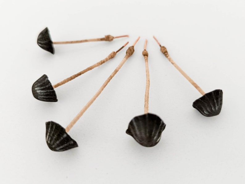 Set of 5 pcs. fake mushrooms black color.