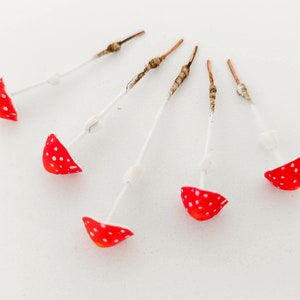 Set of 5 pcs. fake mushrooms red color.