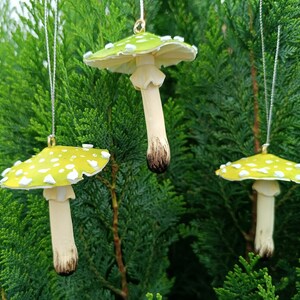 Green mushrooms for christmas tree decor.