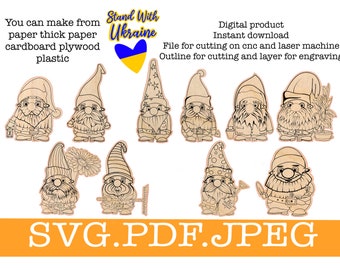 Gnome svg Laser Cut Files Instant Download, digital file ukraine.