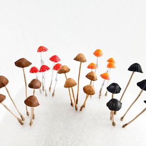 Fairy garden kit fake mushrooms. Plant stake Fungi.